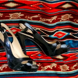 G by Guess black patent leather sling back heels